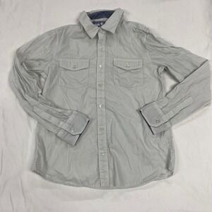 Epic Threads Boys Grey White Pinstripe Button Down Shirt Long Sleeve Size Medium